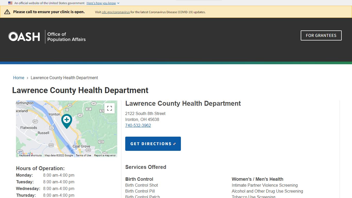 Lawrence County Health Department | HHS Office of Population Affairs